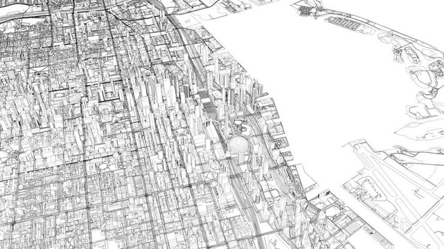 3D looped animation of city - Toronto Canada