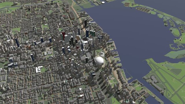 3D looped animation of city - Toronto Canada