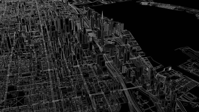 3D looped animation of city - Toronto Canada