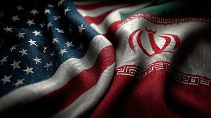 Obraz premium USA United States of America and Iran relations competition war crisis politic government,flag waving,nternational tension relation crude oil,symbolic display about relations,conflicts concept.