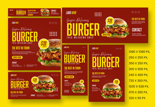 Fast Food Web Banner Set Design Layout