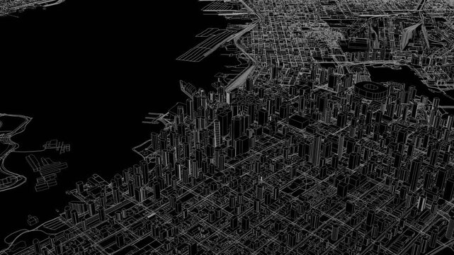 3D looped animation of city - Vancouver Canada