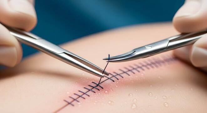 &ldquo;Surgical Suturing Close-Up &ndash; Stitches Wound Healing Procedure with Medical Instruments&rdquo;
