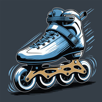 Realistic roller skate view Comic Vector Illustration | Rollschuh f&uuml;r T-Shirt-Design