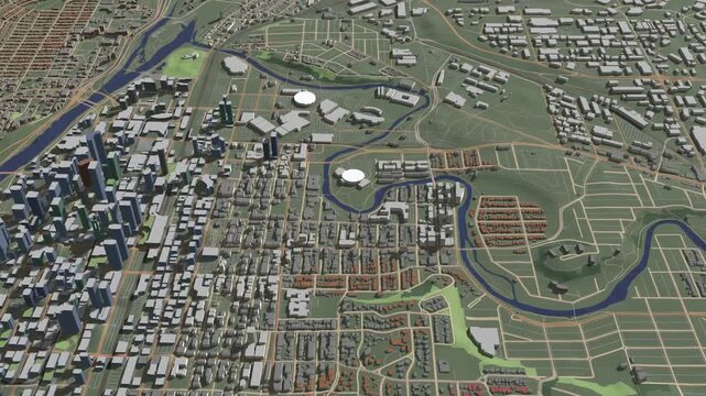 3D looped animation of city - Calgary Canada