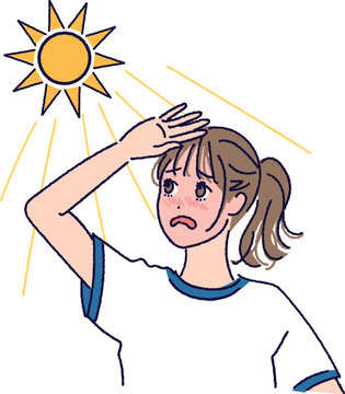 熱中症になりかけている体操服の女子学生