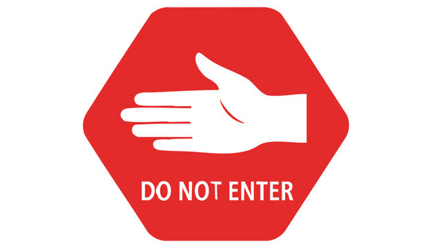 Set stop red sign icon with white hand, do not enter. Warning stop sign - stock vector