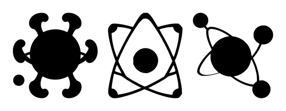 Quantum computing qubit atom icon set with solid black icon style featuring quantum, atom, qubit with vector illustration and design