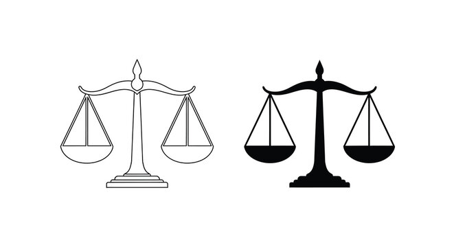 A depiction of scales of justice shown in both a light and dark contrast representing balance high quality