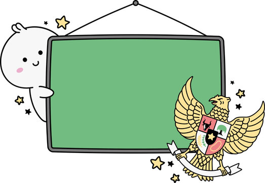 Karakter Kawaii Lucu Papan Presentasi Garuda Pancasila Cute Clipart