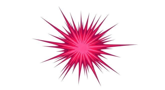 A pink explosion with sharp points on a white background