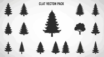 Obraz premium Pine Tree Silhouettes Collection: Evergreen Forest Icons