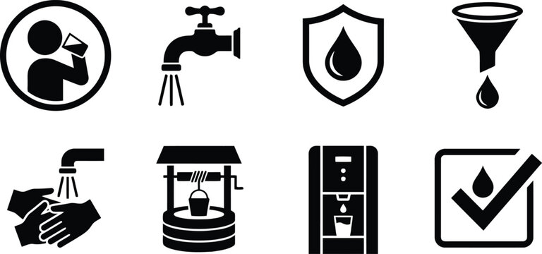 Clean Safe Drinking Water Symbol Icon Vector Set