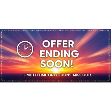 Offer ending soon limited time only dont miss out promotional banner with clock transparent background