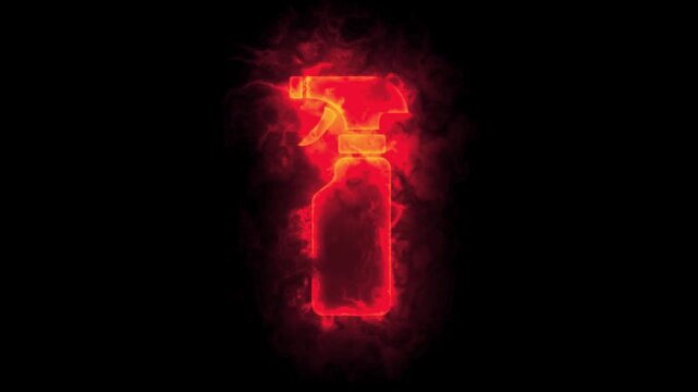 Cleaning day on fire - spray icon with blazing fire