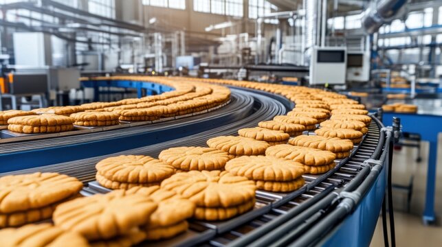 Cookie Production Line in a Modern Factory