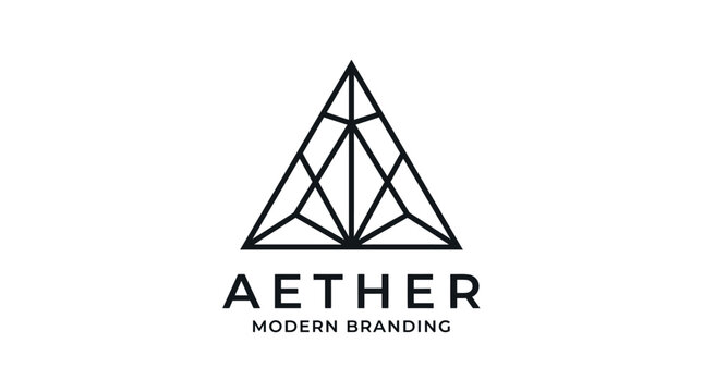 Geometric pyramid logo features a minimalist triangle design for modern branding