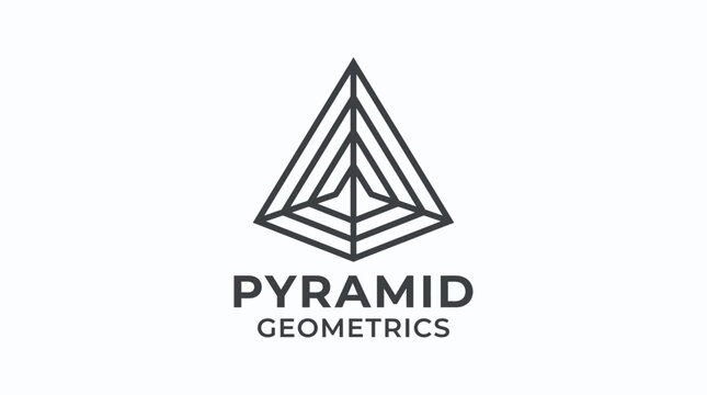 Geometric pyramid logo features clean triangle design elements