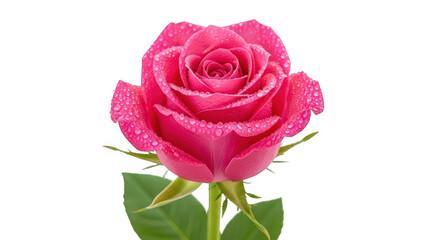 Naklejka premium Elegant deep pink rose in full bloom with delicate petals isolated on transparent background