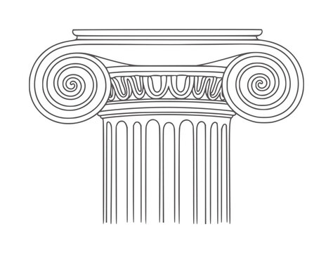 Ionic column capital with volutes and fluting detail line architecture ancient