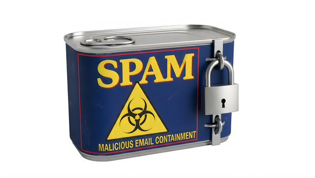 Can of spam with radiation warning symbol and biohazard sign isolated on transparent background