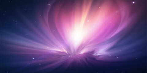 A bright blue energy burst flares across the dark space backdrop with glowing magic stars and abstract light rays in this vibrant night sky art wallpaper design © Alpha Designs