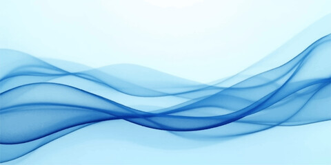 Naklejka premium An abstract blue wave design features smooth flowing lines and soft light curves to create a digital art backdrop with a motion texture