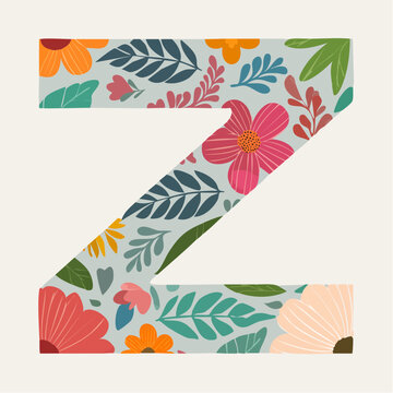Letter Z decorated with floral pattern
