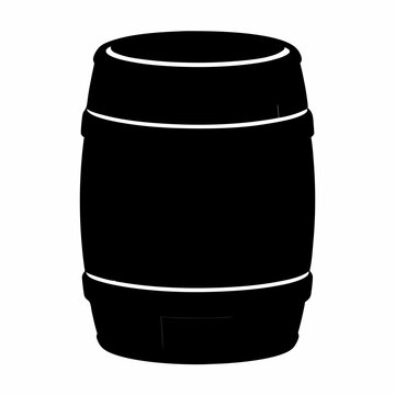 Simple black and white image of an old wooden barrel shape
