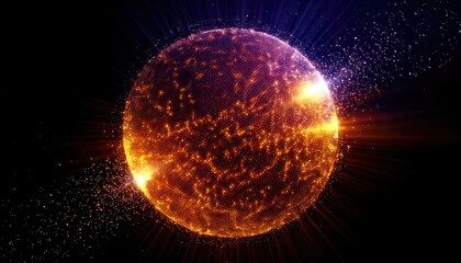 Obraz premium Fiery Cosmic Sphere - A Visual Exploration of Space and Energy.