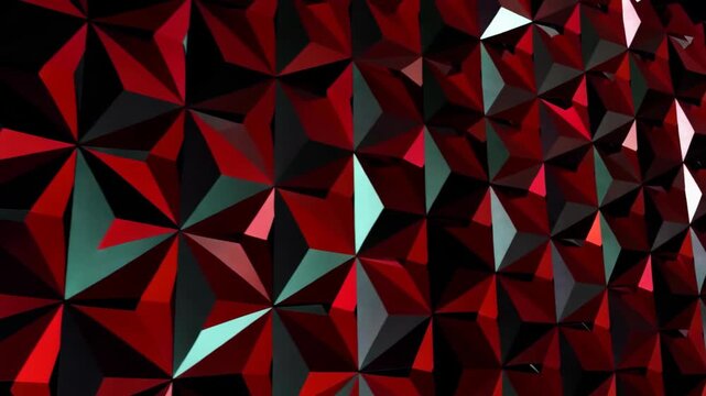 Geometric Abstract Pattern with Triangles in Dark Red and Black Shades