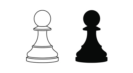 A simple illustration depicts two chess pawns one white and one black standing side by side high quality © Tushar02