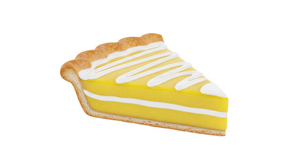 Fototapeta premium Slice of Lemon Meringue Pie with White Icing Drizzle