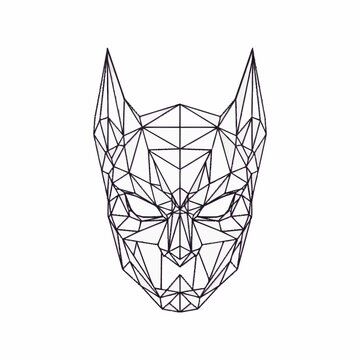 Geometric Cat Mask Line Art Illustration.