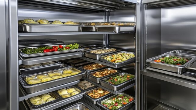 Industrial Freezer Storing Frozen Ready Meals
