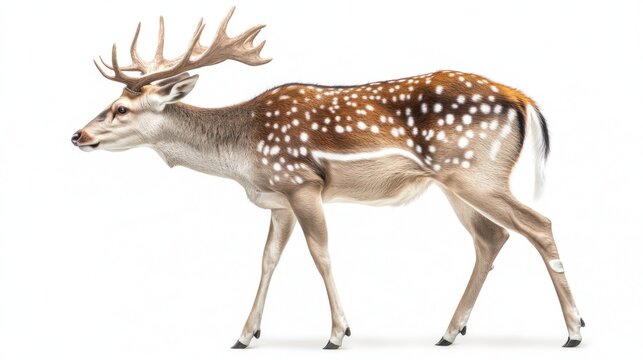 Majestic Fallow Deer Standing Isolated Full Body