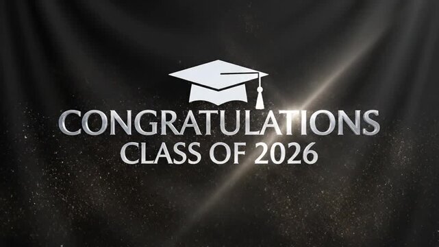 Celebratory fireworks and confetti with graduation cap for class of 2026 achievement