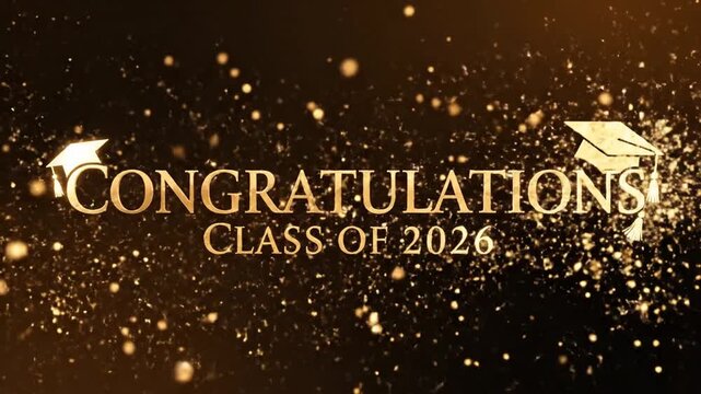 Celebratory Graduation Montage with Sparkling Effects and Golden Text for Class of 2026