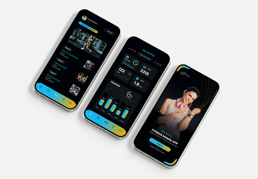 Fitness Mobile App Screen Mockup Presentation on Smartphone