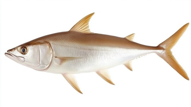 Isolated Amberjack Fish Mid-Swim Captured in Motion