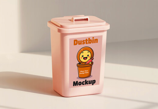 Modern Dustbin Sticker Mockup