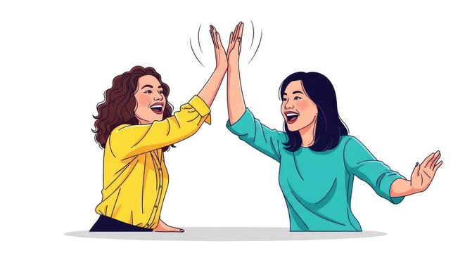 Joyful High Five Celebration Between Diverse Colleagues Professional Stock Image.jpg