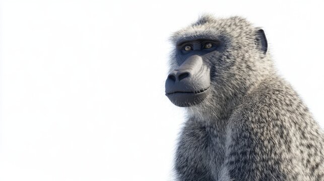 Photorealistic Baboon Isolated on White Background