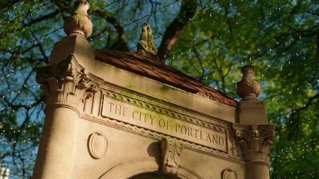 South Park Blocks garden in Downtown Portland, 4k