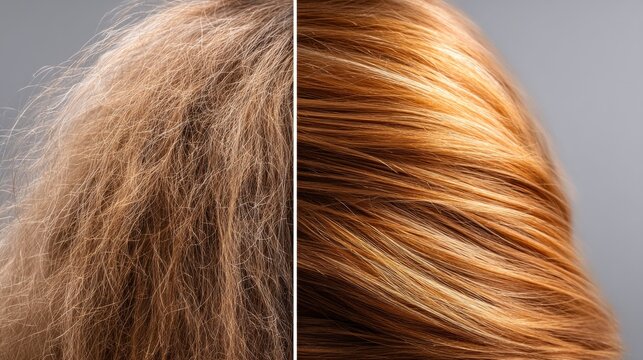 Hair Transformation Story Showcased in Two Contrasting Conditions from Above