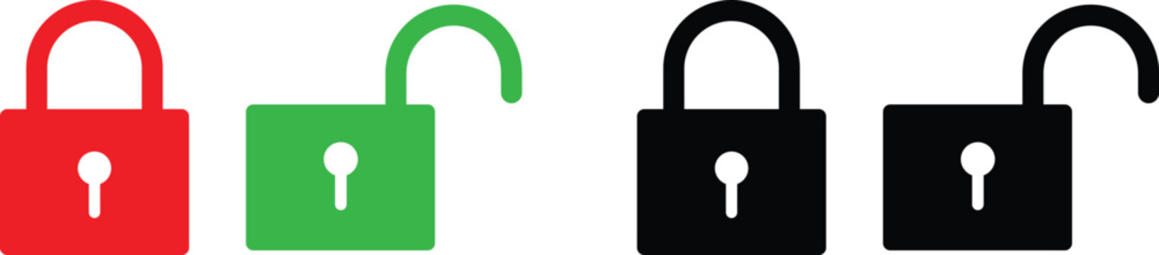 Colorful padlock icons in different states and colors