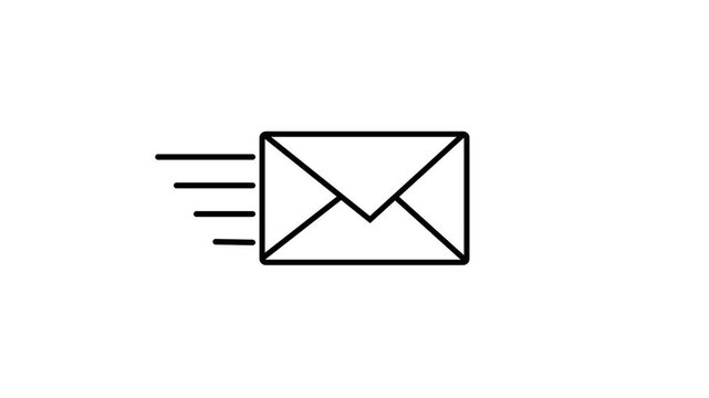 Mail email message sending envelope icon animation.Send message icon on white background.