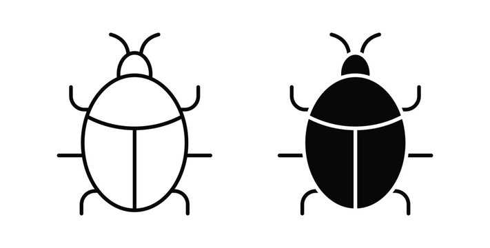 Bug icon illustrations on white, Best for Design Projects