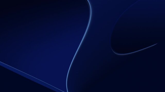 Deep blue abstract glass shapes with slow flowing motion and subtle light accents. Seamless loop background with minimal tech aesthetic, smooth depth and elegant curves for modern digital use.