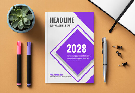 Realistic Magazine Book Cover Mockup